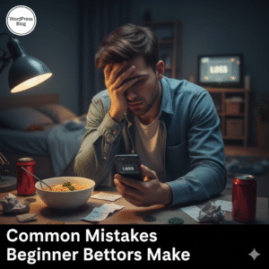 Beginner bettor looking worried while checking sports betting odds on a device.