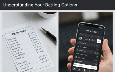 Sports bettor comparing fixed odds and live betting options on a mobile app during a match.