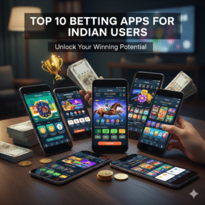 Smartphone showing betting and sports gaming app icons used by Indian users for informational and review purposes.