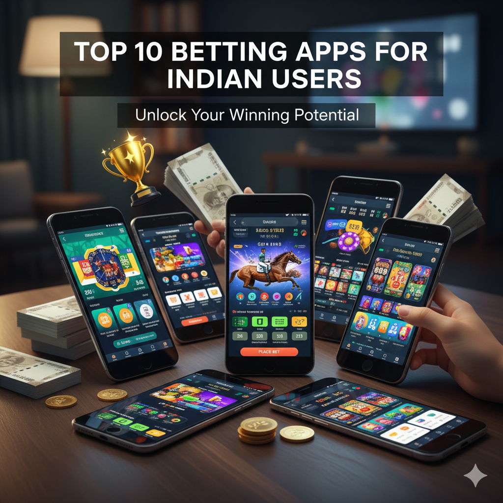 Smartphone showing betting and sports gaming app icons used by Indian users for informational and review purposes.